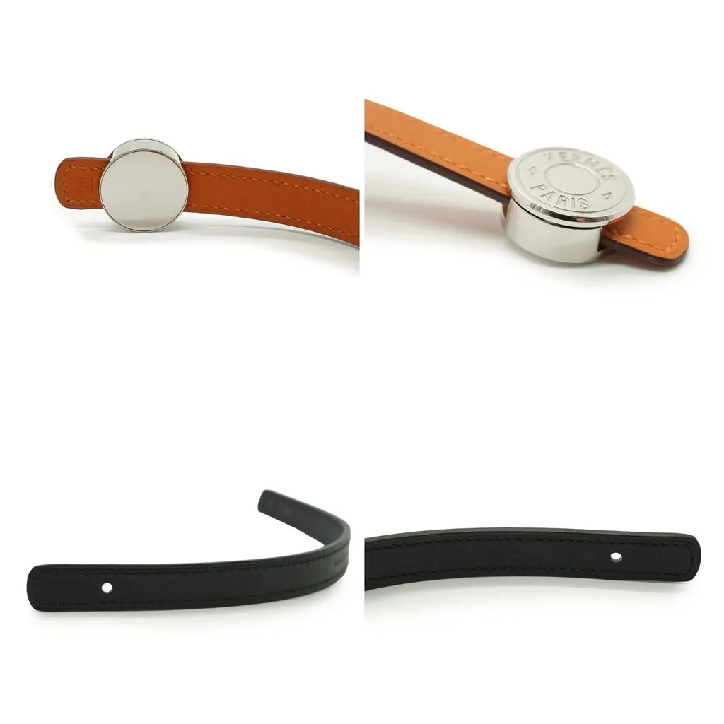Hermes Bracelet Black Leather Good - Model View