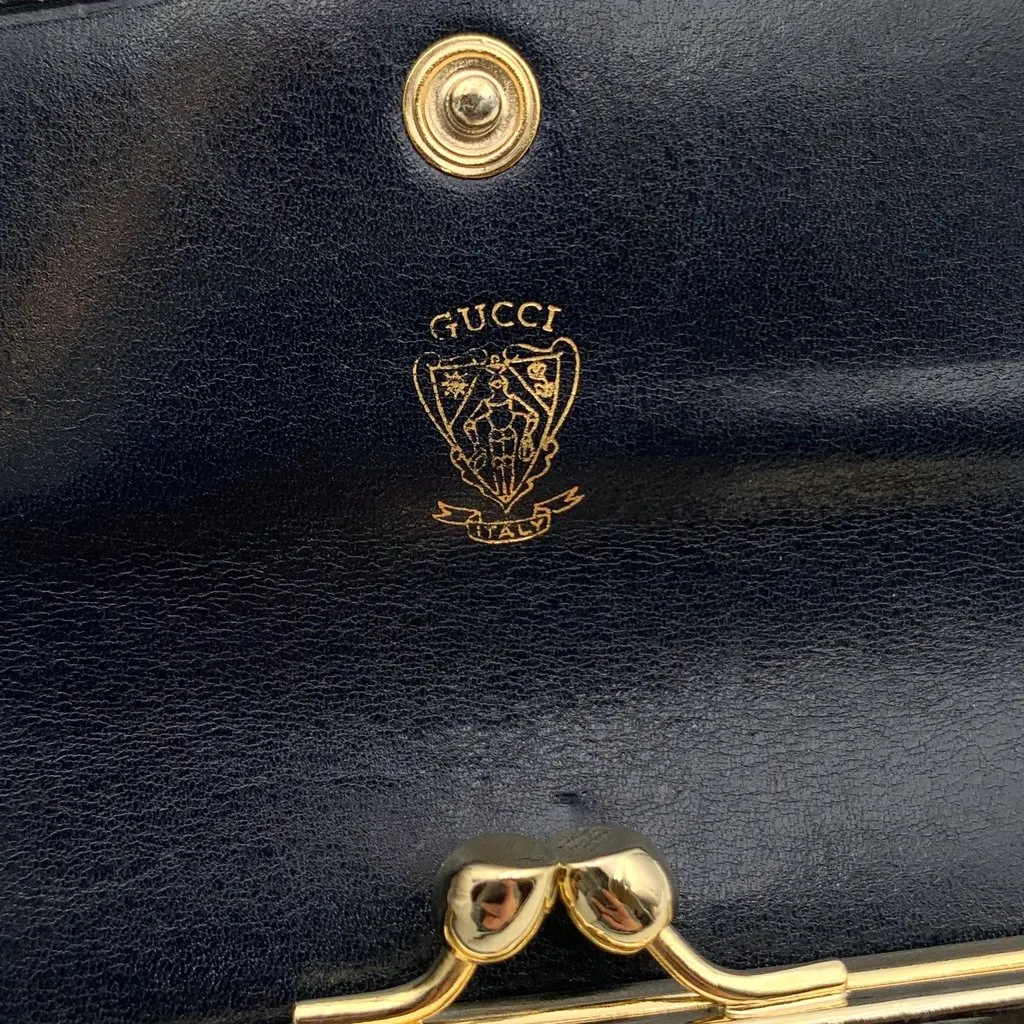 Gucci Wallet Navy Leather Good - Box View