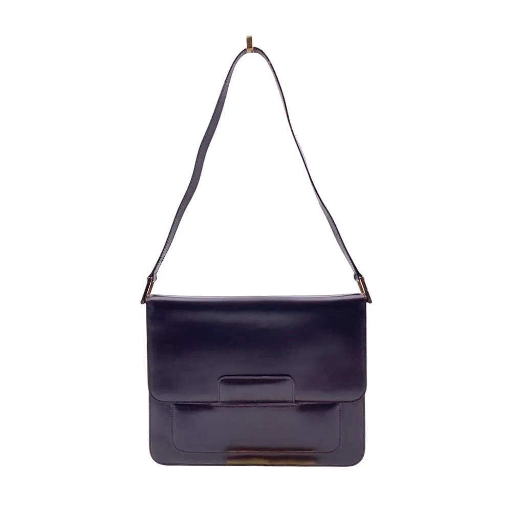 Gucci Shoulder Bag Vintage Flap Shoulder Bag Brown Leather Good - Front View