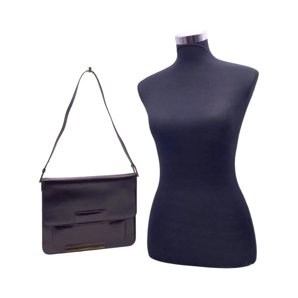 Gucci Shoulder Bag Vintage Flap Shoulder Bag Brown Leather Good - Back View
