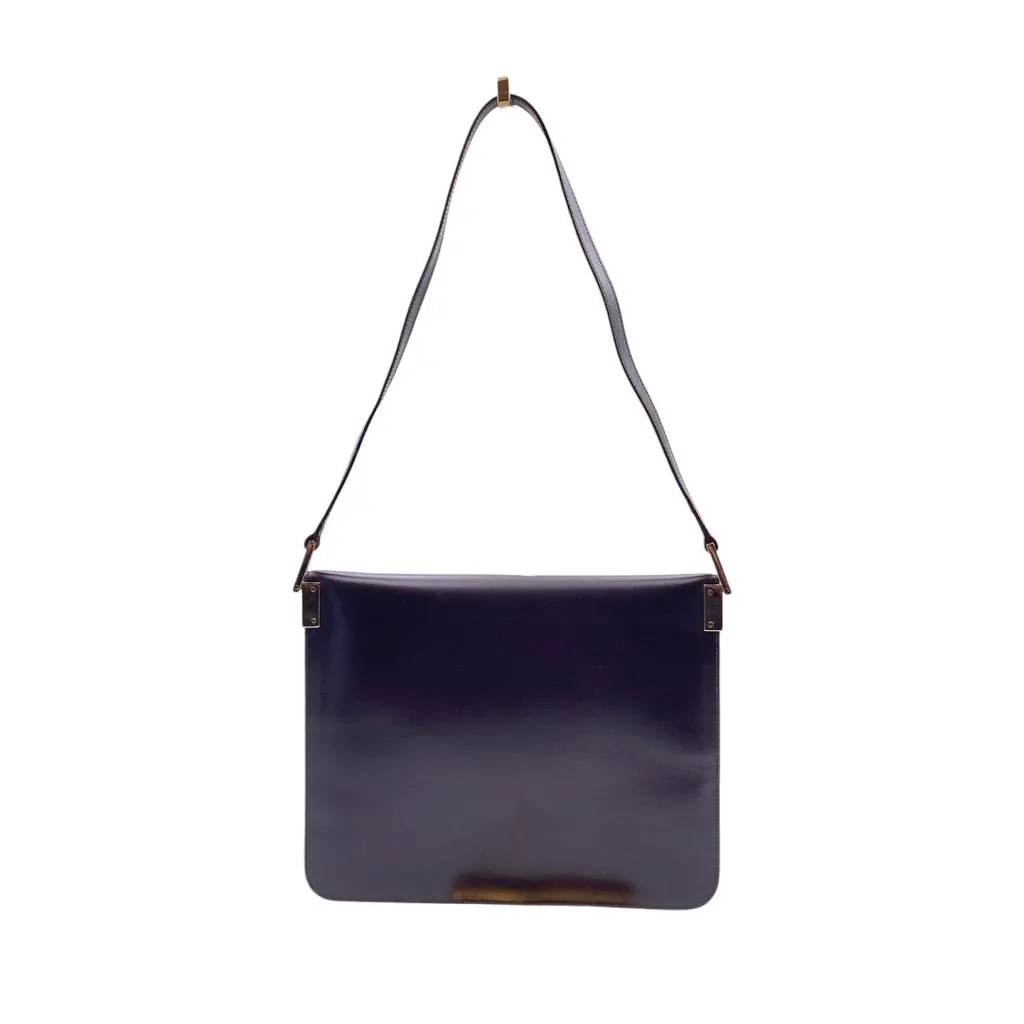 Gucci Shoulder Bag Vintage Flap Shoulder Bag Brown Leather Good - Inside View