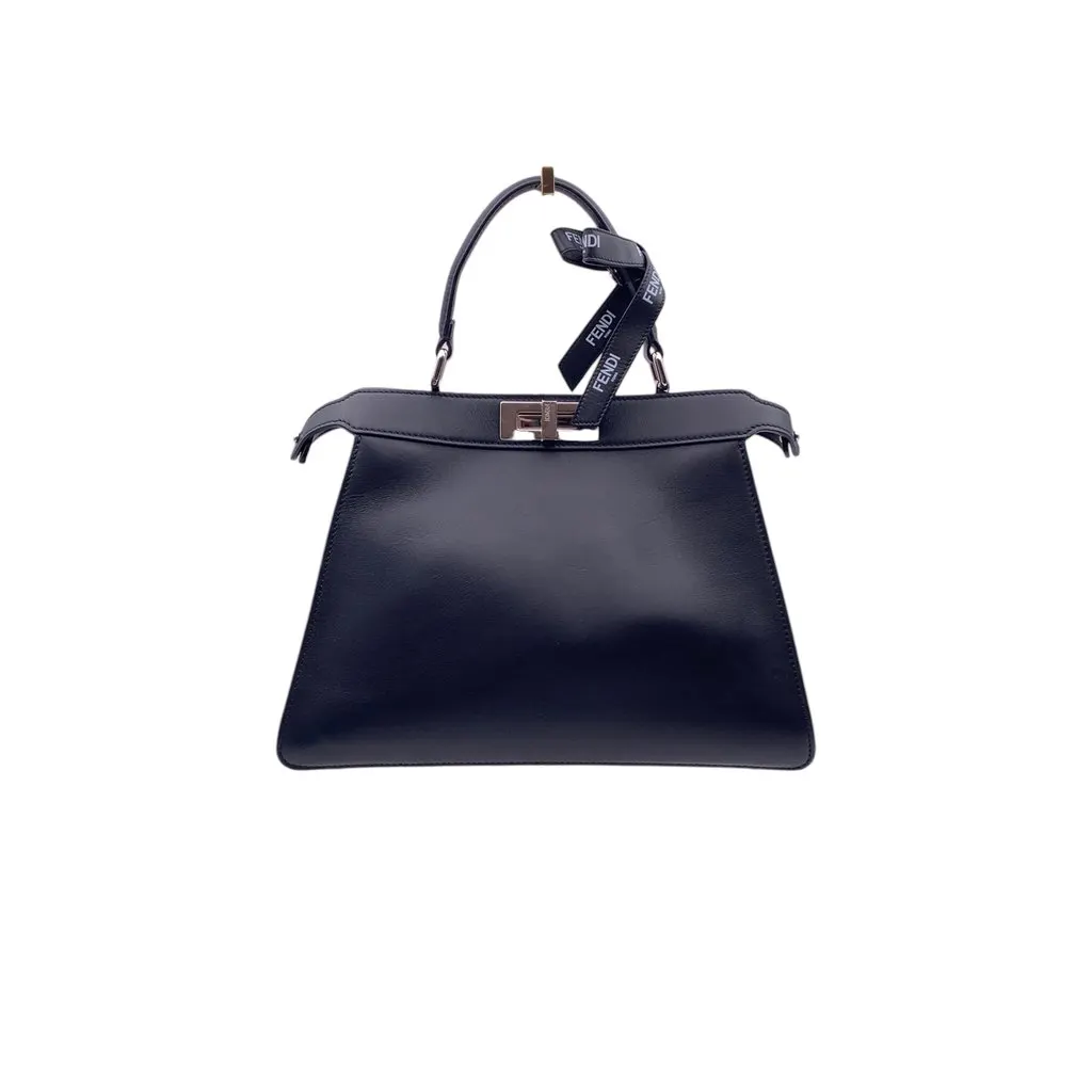 Fendi Tote Bag Peekaboo IseeU Black Leather Good - Front View