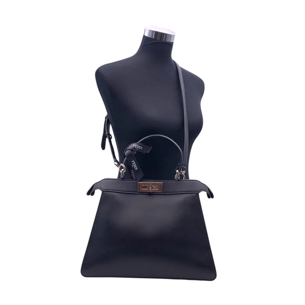 Fendi Tote Bag Peekaboo IseeU Black Leather Good - Back View