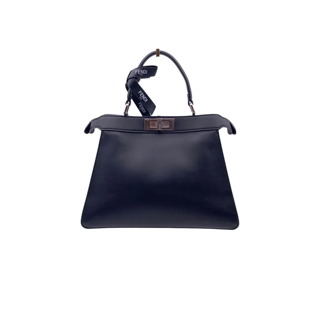 Fendi Tote Bag Peekaboo IseeU Black Leather Good - Inside View
