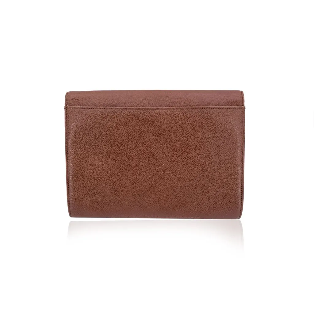 Yves Saint Laurent Clutch Bag Vintage YSL Brown Leather Good - Inside View