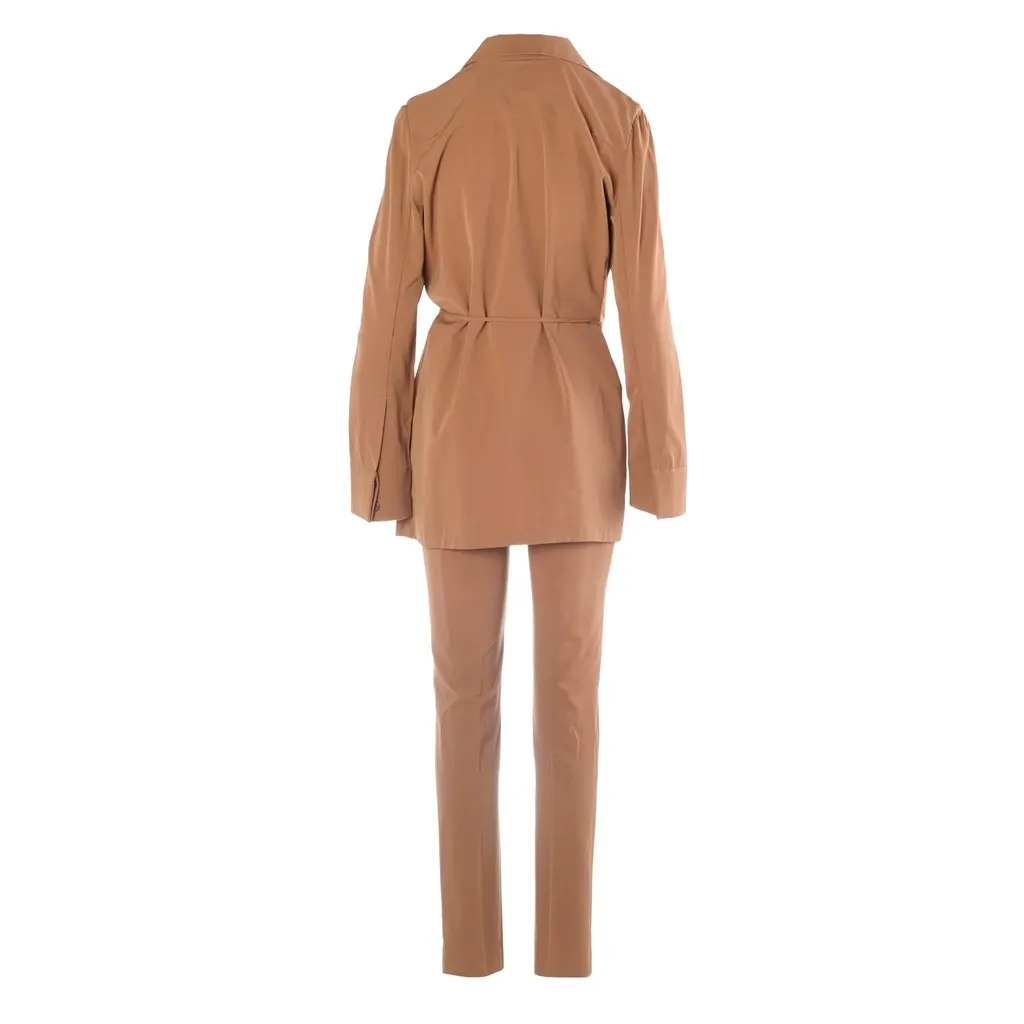 Gucci by Tom Ford Camel Two-Piece Pant & Wrap Blouse Ensemble - '90s Camel Good - Inside View