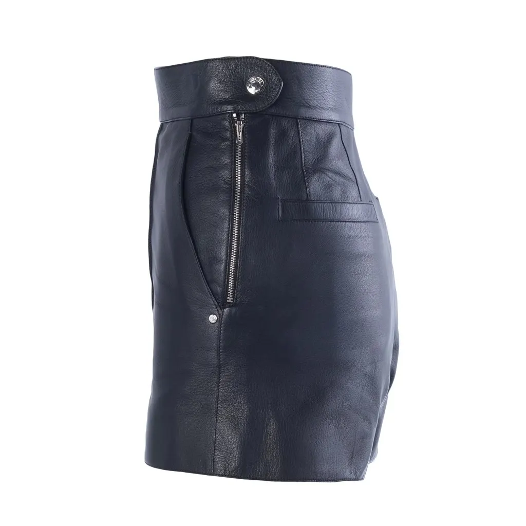 Hermès Black Grained Goatskin Leather Shorts - '20s Black Leather Good - Back View