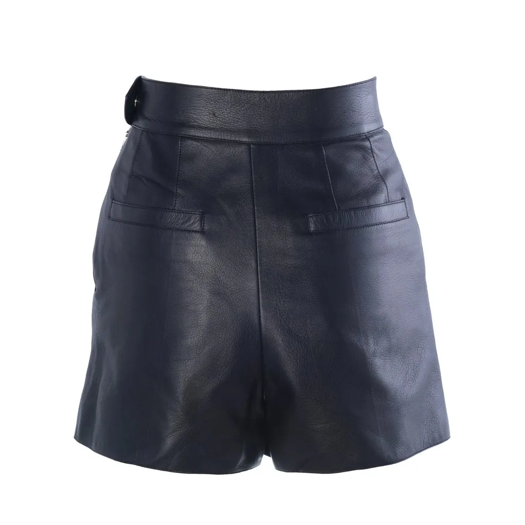 Hermès Black Grained Goatskin Leather Shorts - '20s Black Leather Good - Inside View