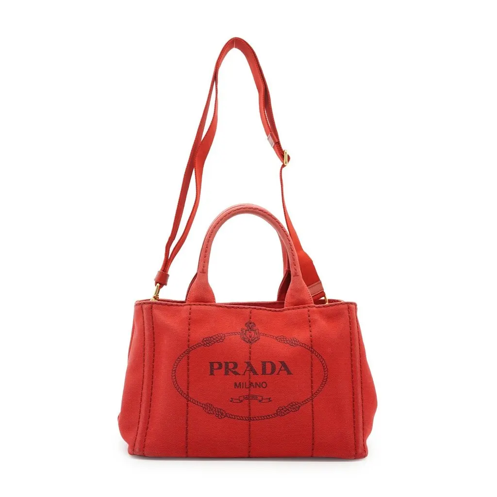 Prada Tote Bag Canapa Red Canvas Good - Inside View