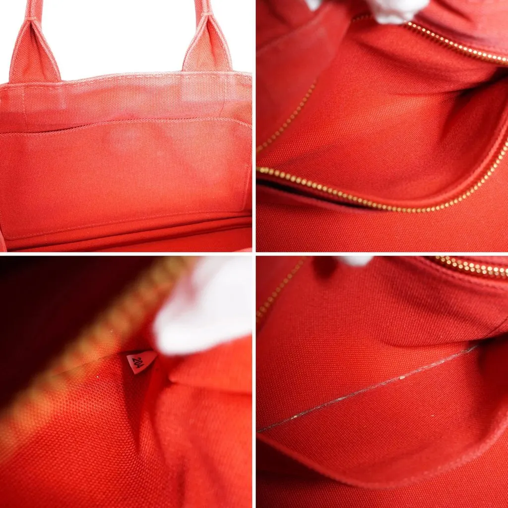 Prada Tote Bag Canapa Red Canvas Good - Model View