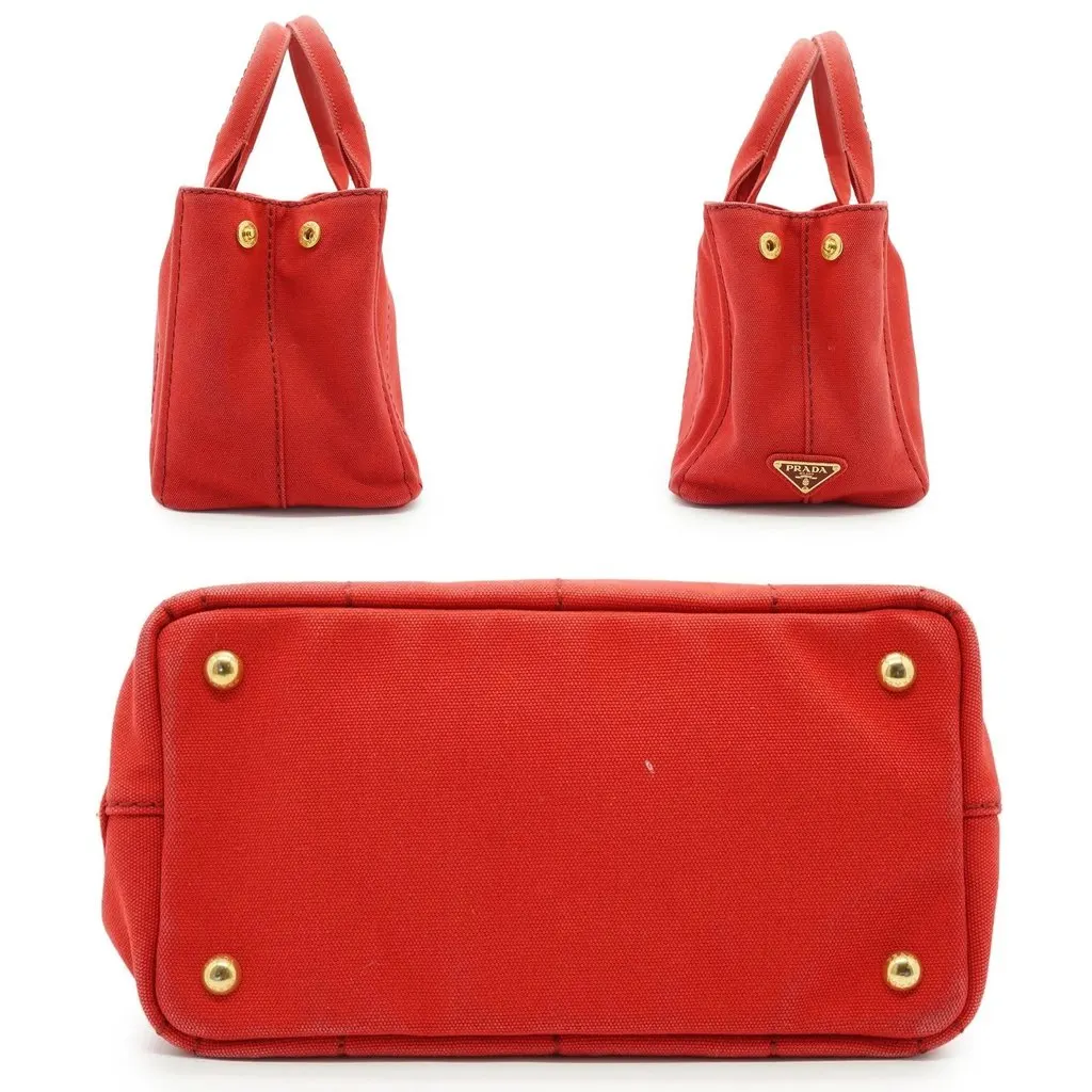 Prada Tote Bag Canapa Red Canvas Good - Box View