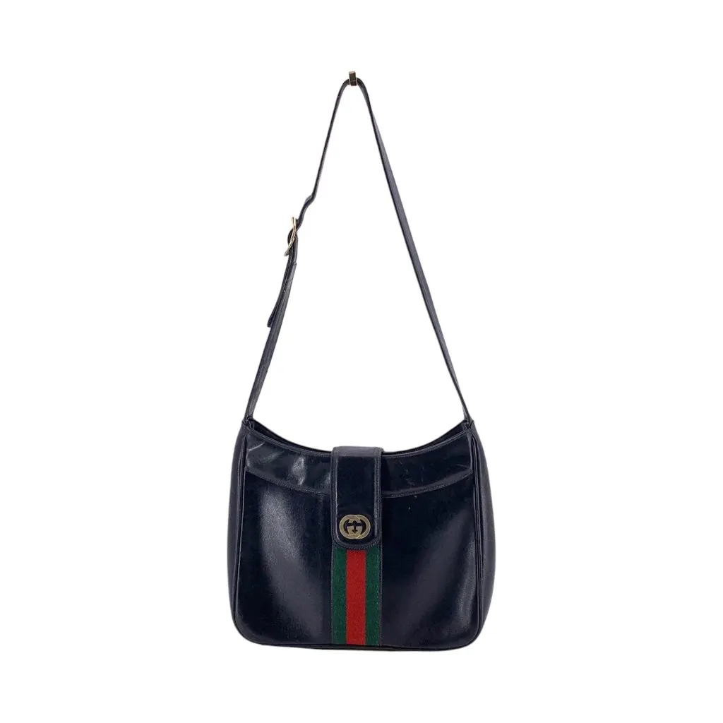 Gucci Shoulder Bag Vintage Not Applicable Black Leather Good - Front View
