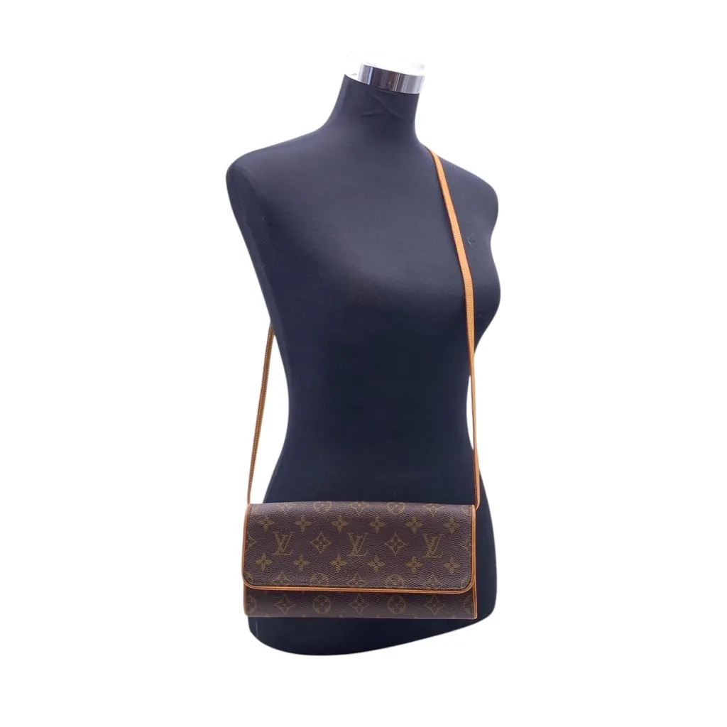 Louis Vuitton Crossbody Bag Vintage Twin Brown Canvas Good - Back View