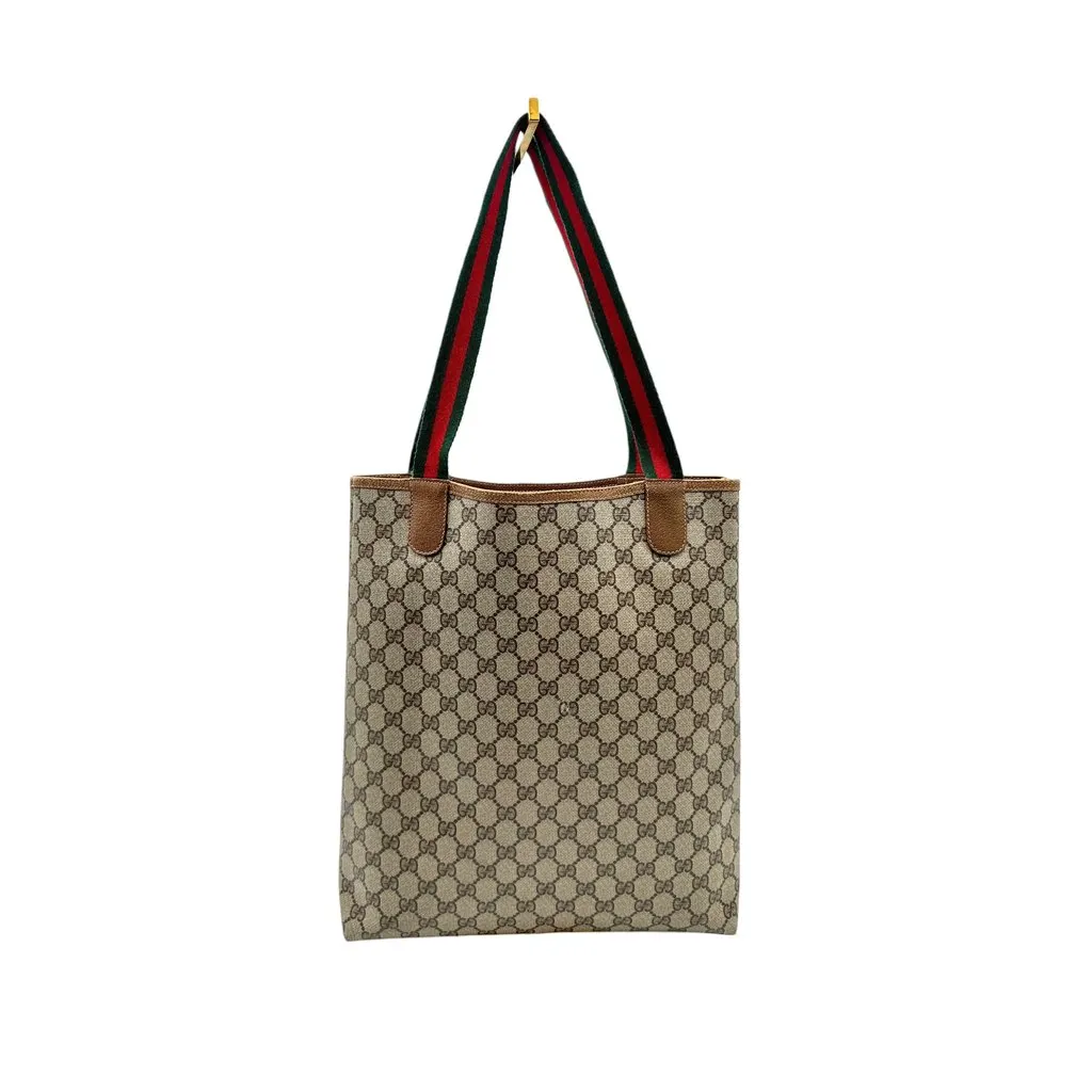 Gucci Tote Bag Vintage Ophidia Shopping Beige Canvas Good - Inside View