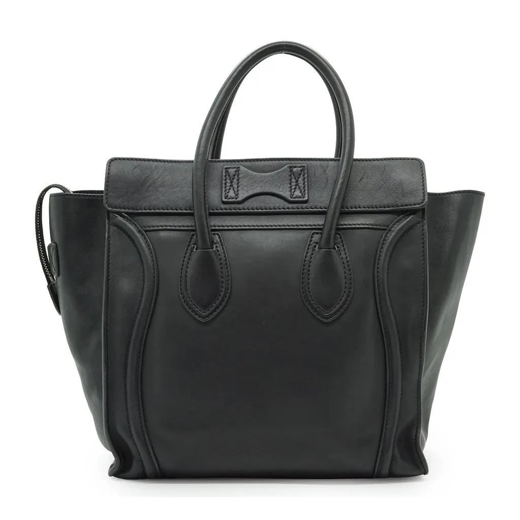 Celine Shoulder Bag Luggage mini Black Leather Good - Back View