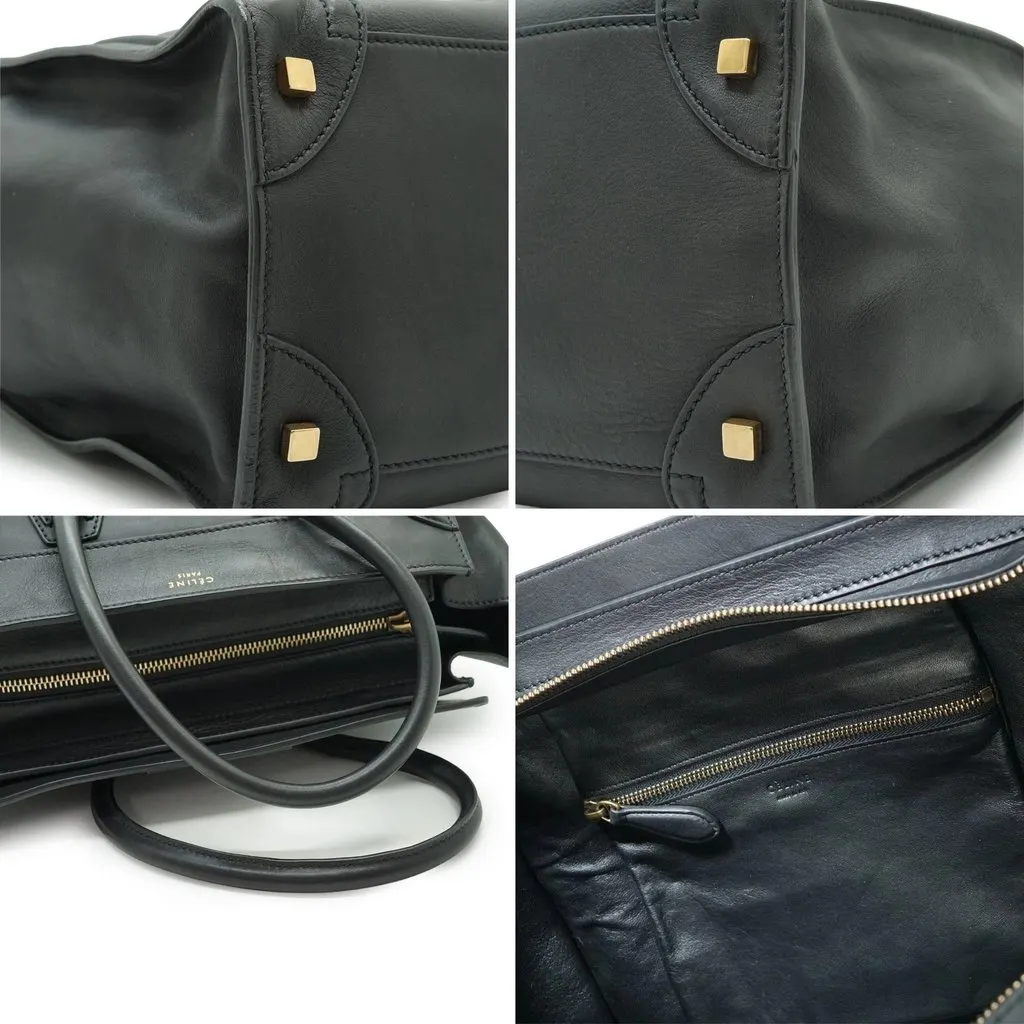 Celine Shoulder Bag Luggage mini Black Leather Good - Model View