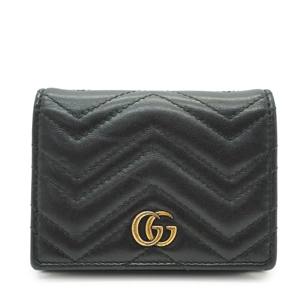 Gucci Wallet Black Leather Good - Front View