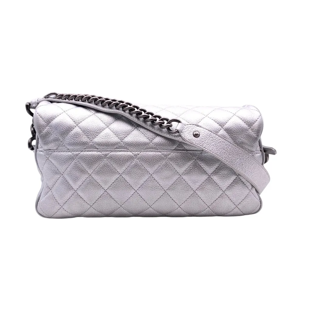 Chanel Shoulder Bag Timeless/Classique Grey Leather Good - Inside View
