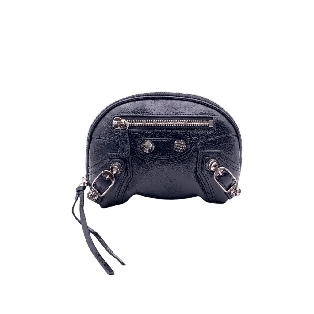 Balenciaga Clutch Bag Le Cagole Black Leather Good - Front View