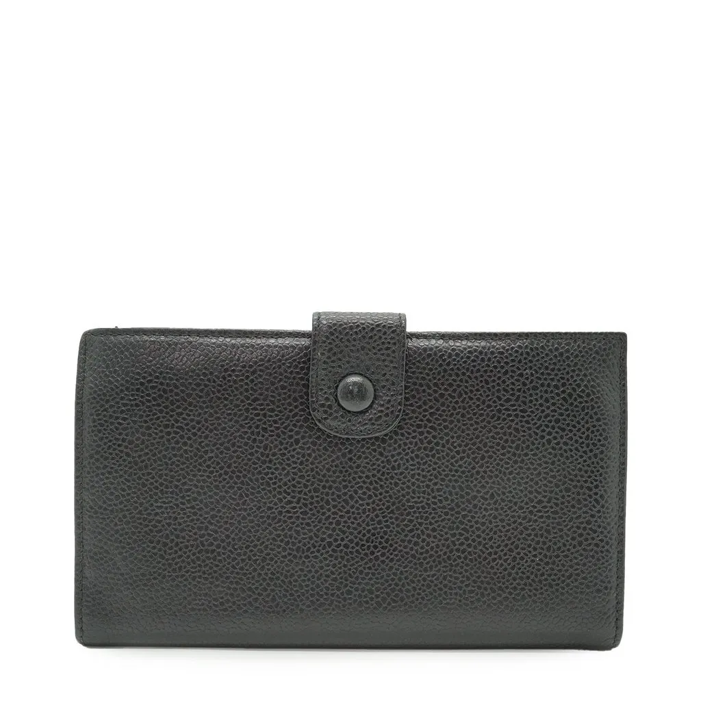 Chanel Wallet Black Leather Good - Back View