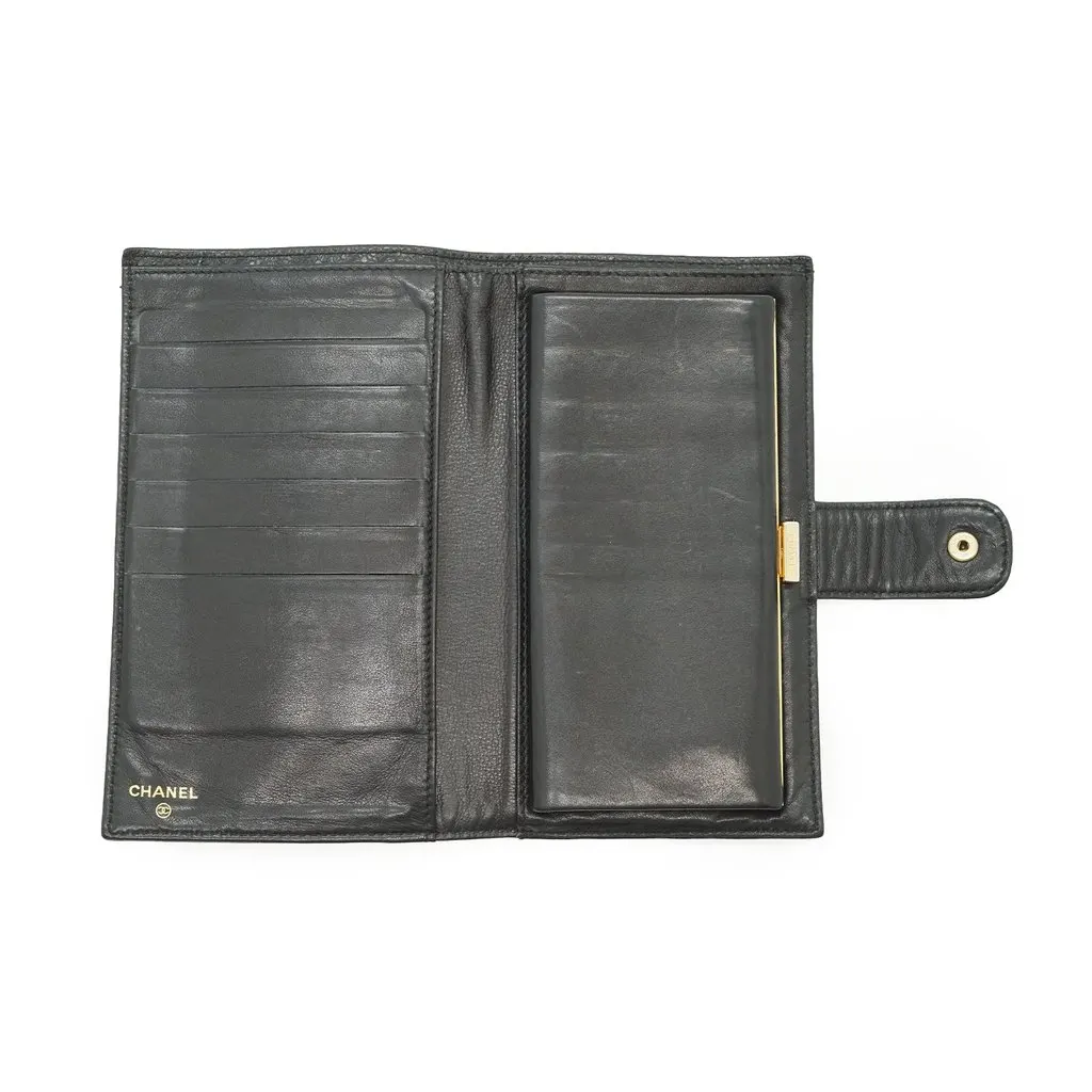 Chanel Wallet Black Leather Good - Inside View