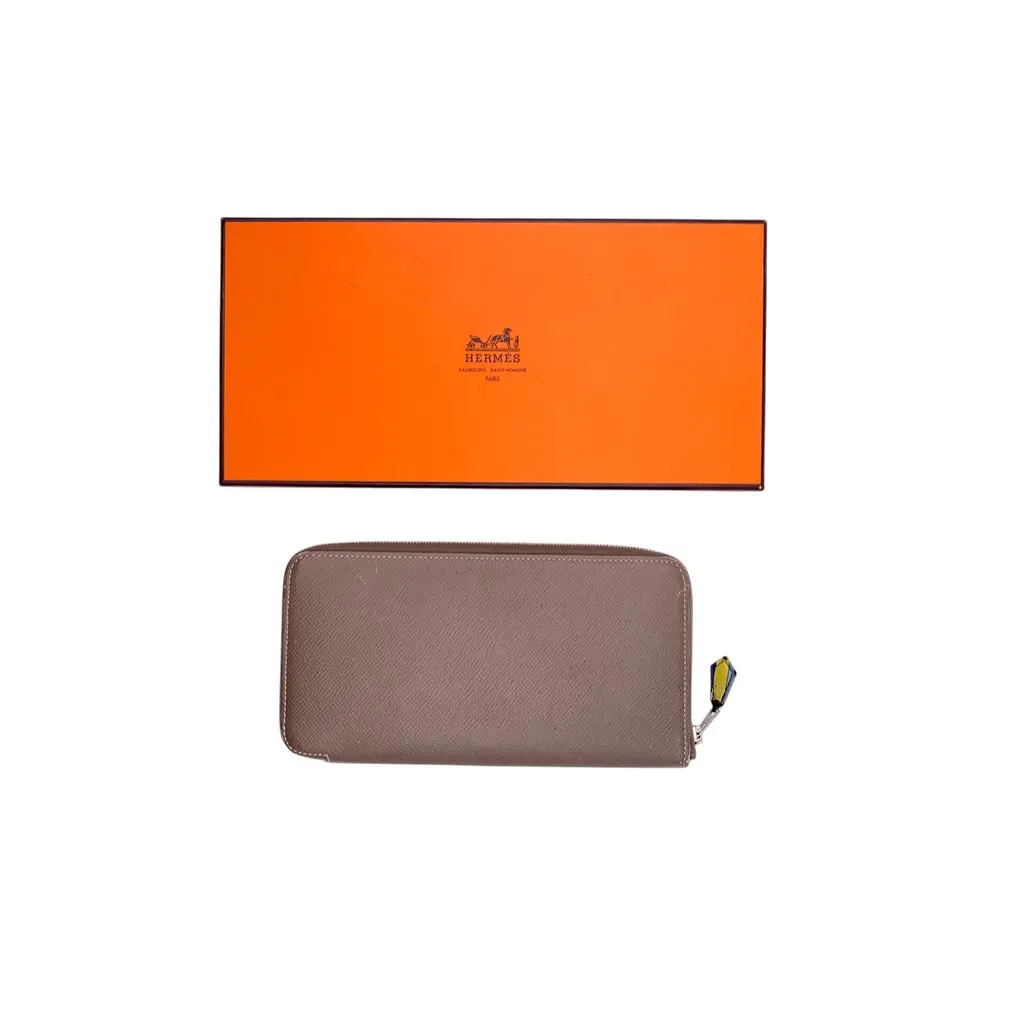 Hermes Wallet Grey Leather Good - Back View