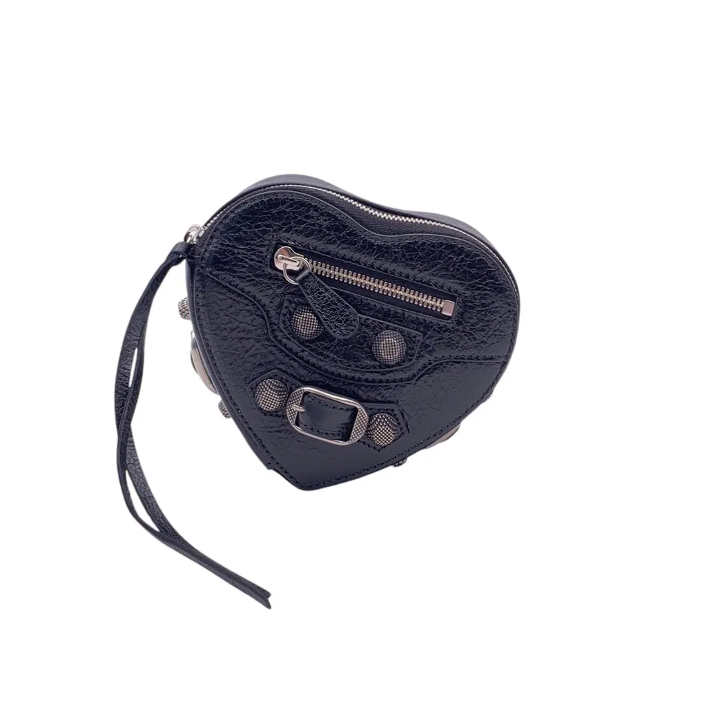 Balenciaga Clutch Bag Le Cagole Black Leather Good - Front View