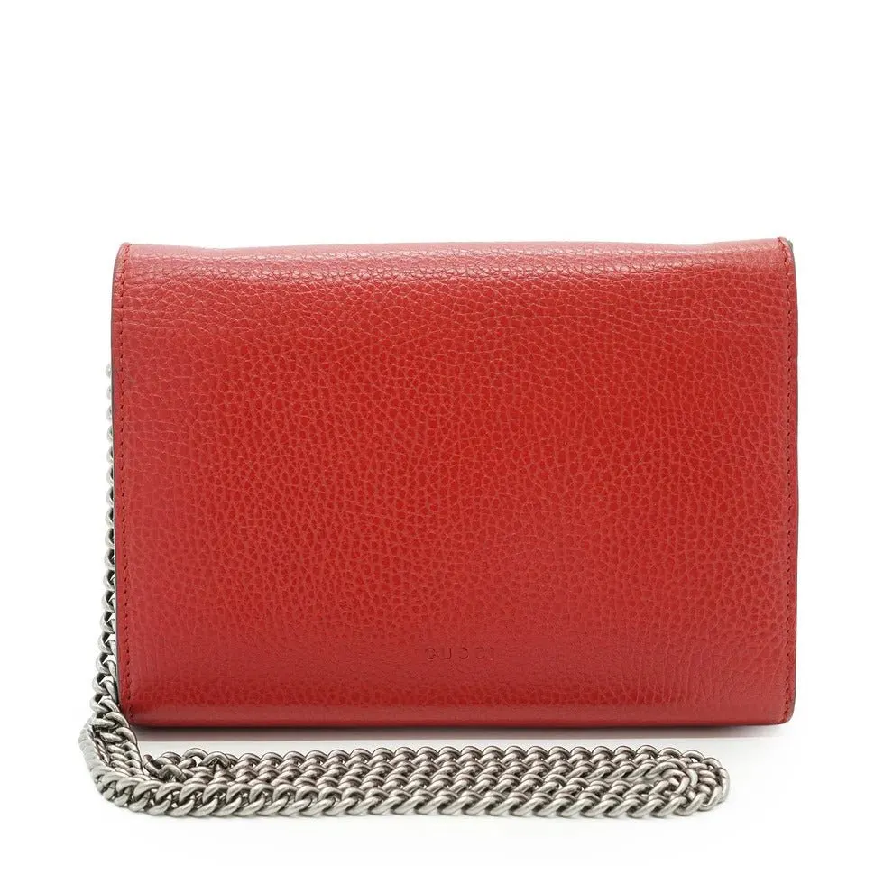 Gucci Crossbody Bag Dionysus Chain Wallet Red Leather Good - Inside View