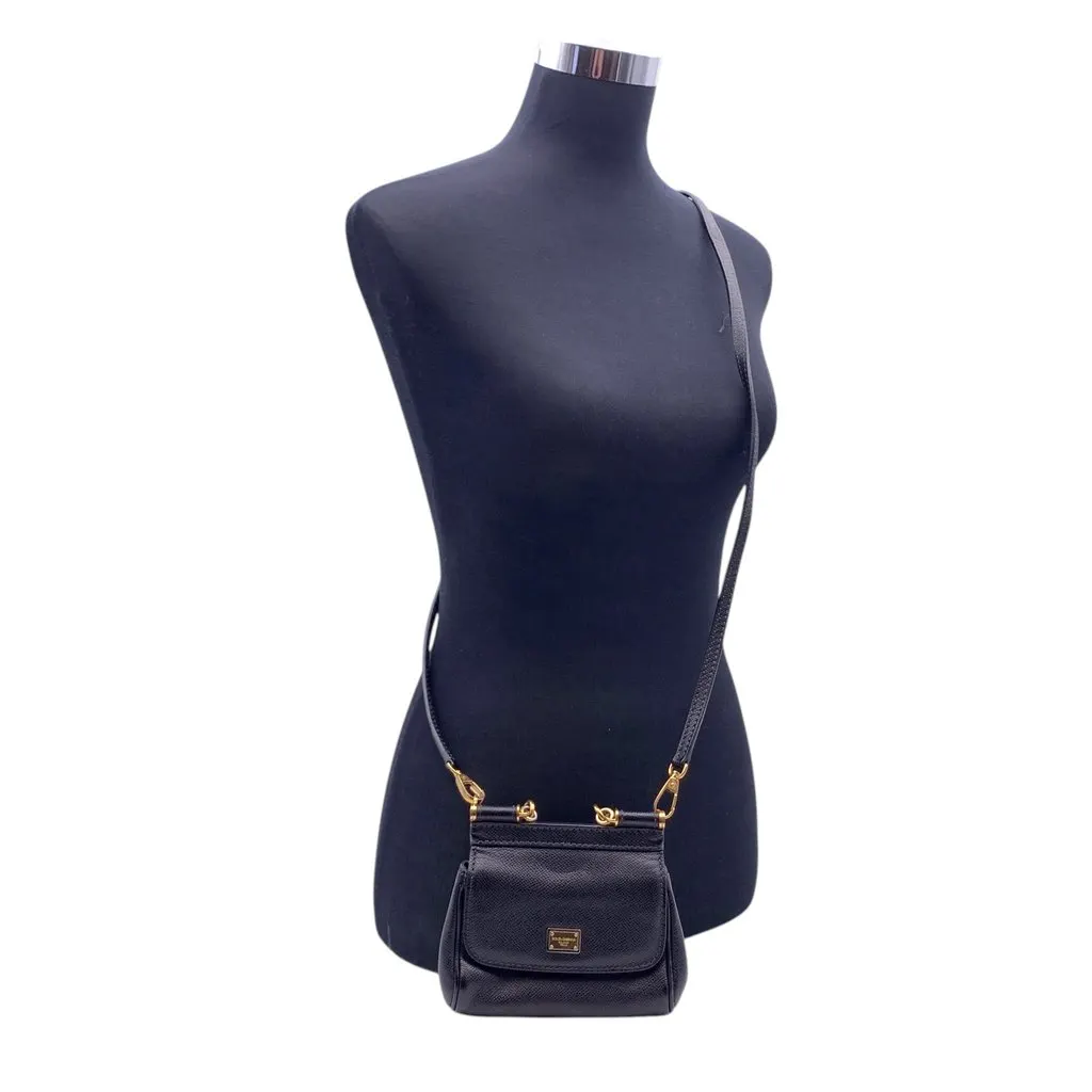 Dolce & Gabbana Crossbody Bag Sicily Black Leather Good - Back View