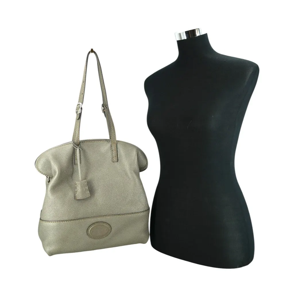 Fendi Shoulder Bag 2Bag Grey Leather Good - Back View