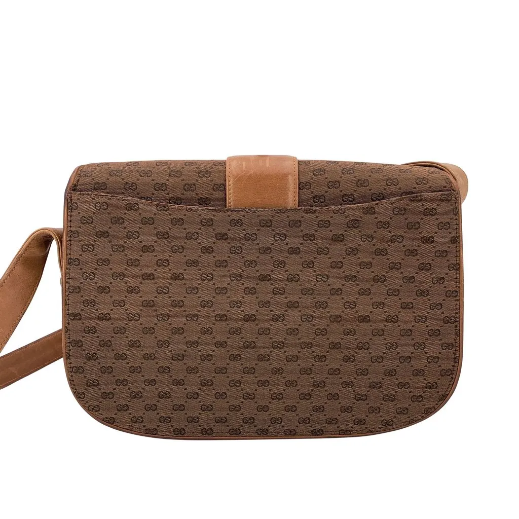 Gucci Shoulder Bag Vintage Micro GG Brown Leather Good - Inside View