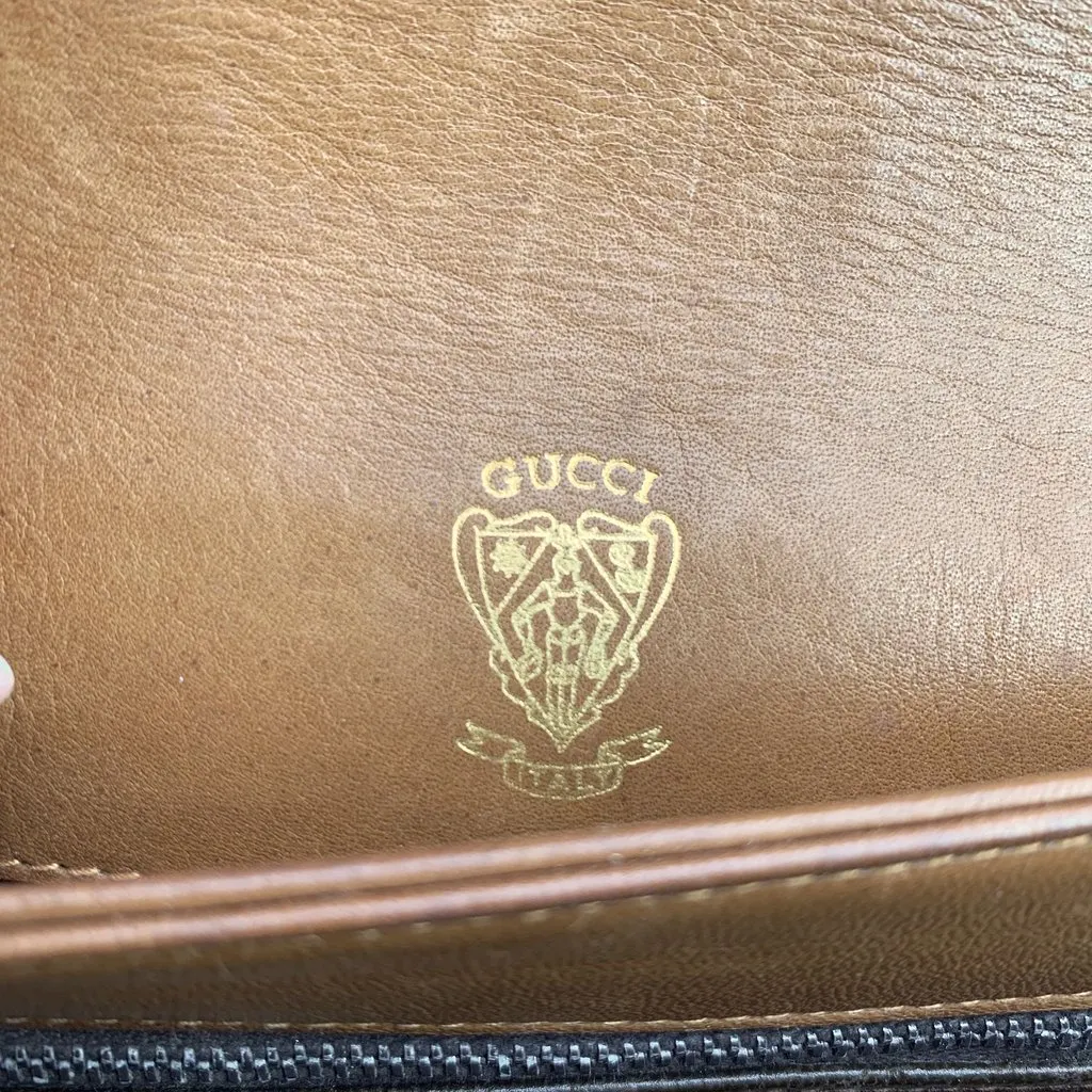 Gucci Shoulder Bag Vintage Micro GG Brown Leather Good - Box View