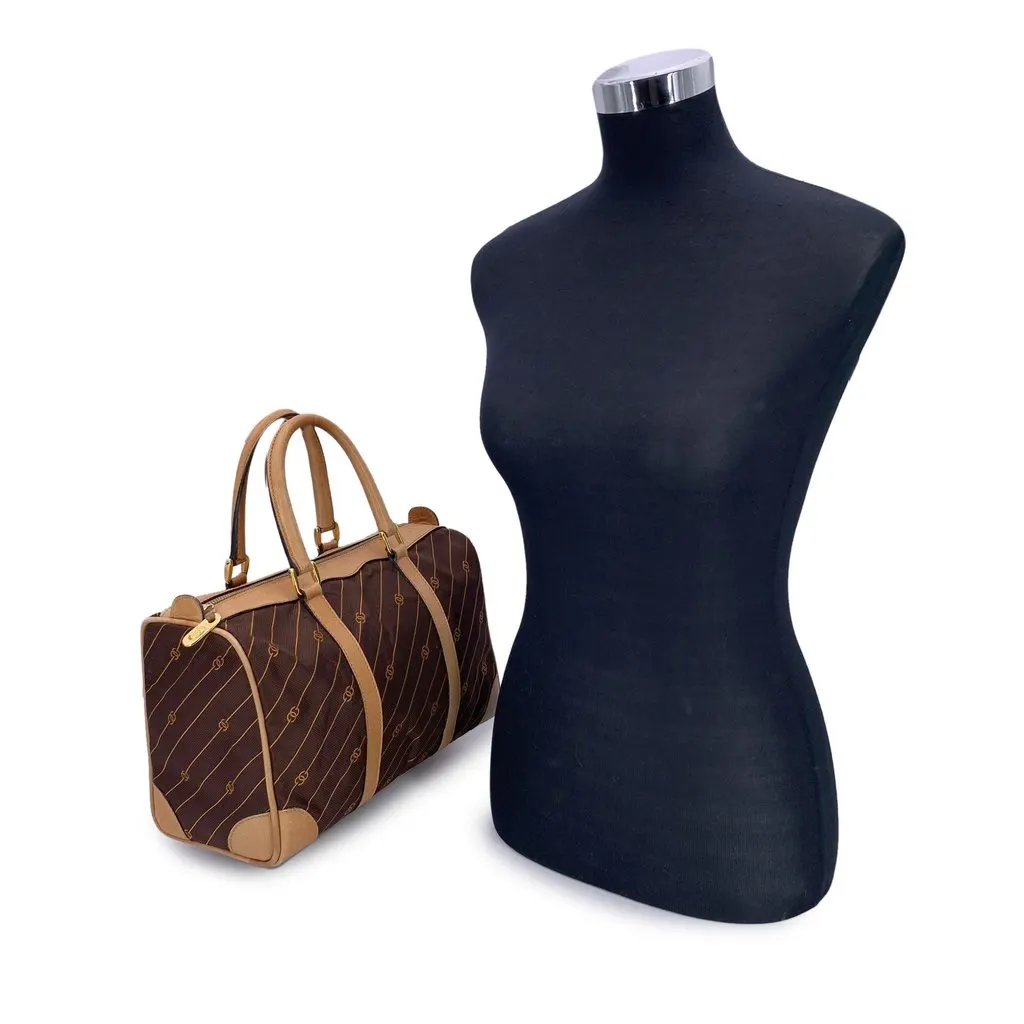 Gucci Handbag Vintage Boston Brown Canvas Good - Back View