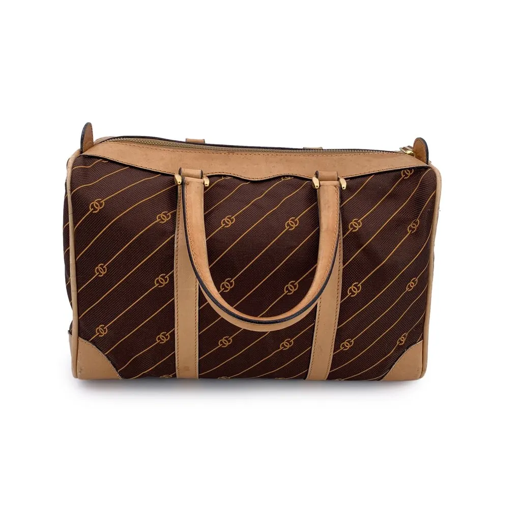 Gucci Handbag Vintage Boston Brown Canvas Good - Inside View