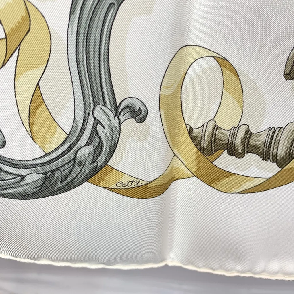 Hermes Scarf White Silk Good - Inside View