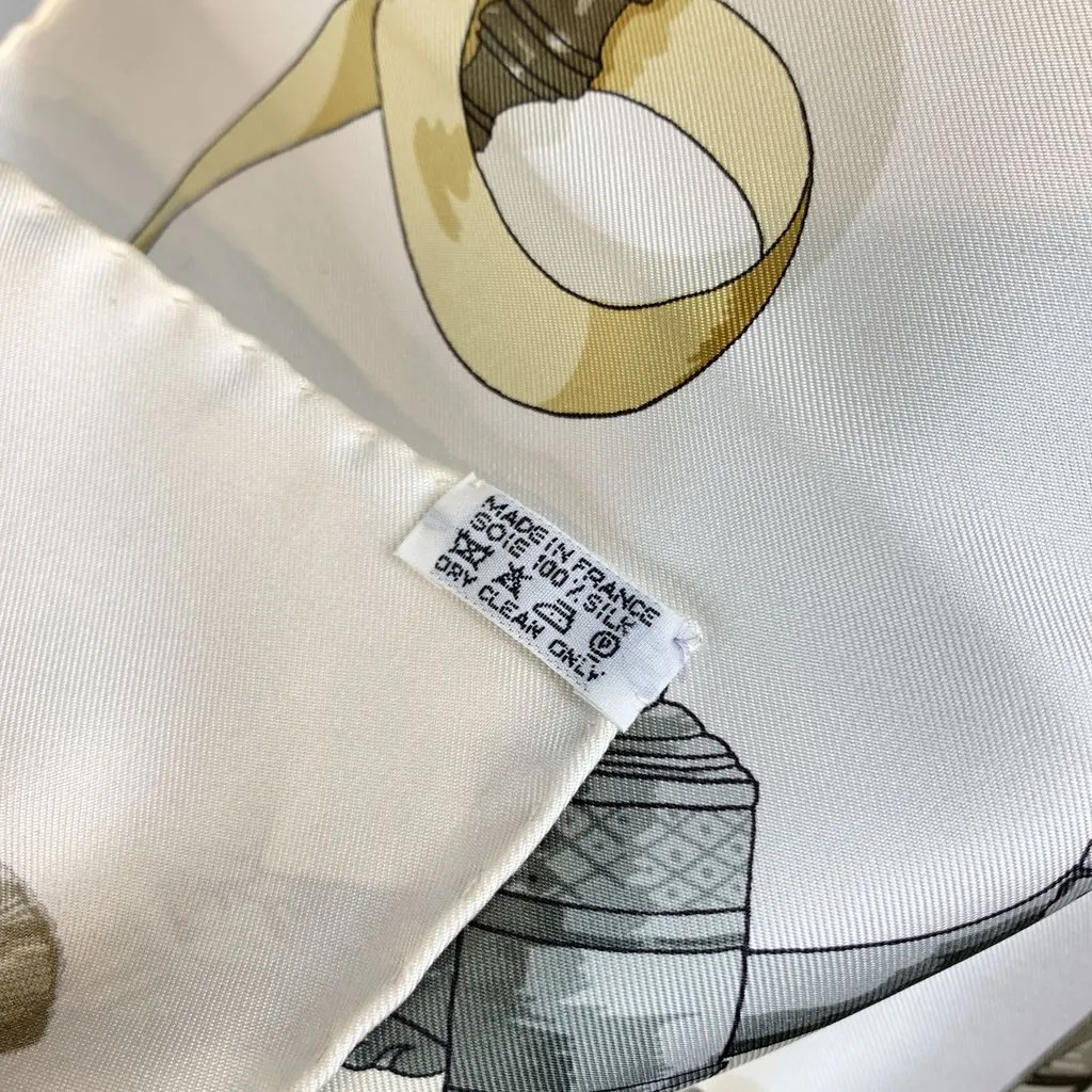 Hermes Scarf White Silk Good - Model View