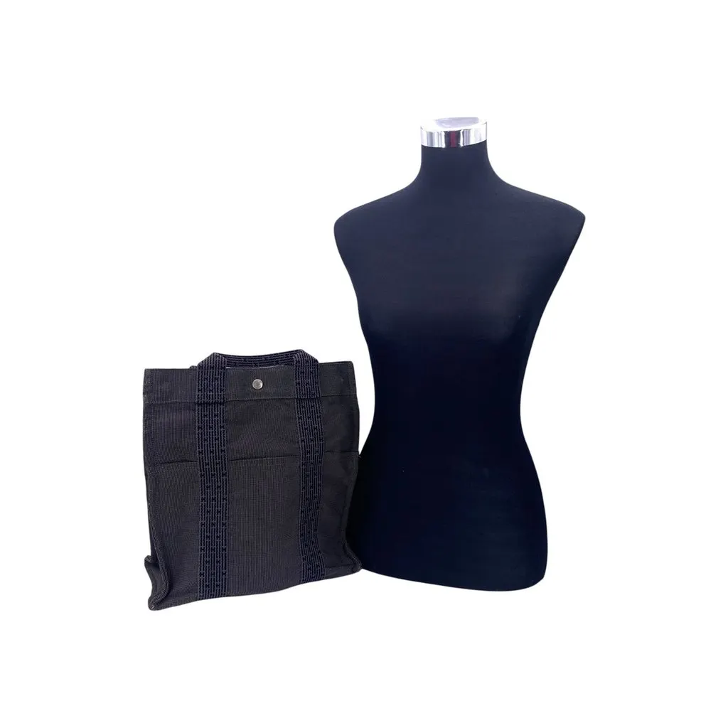 Hermes Backpack Herline Grey Canvas Good - Back View