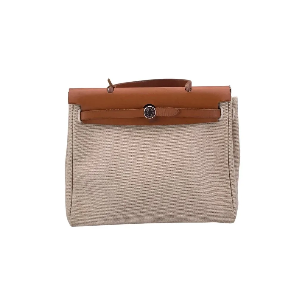 Hermes Handbag Vintage Herbag Black Canvas Good - Inside View