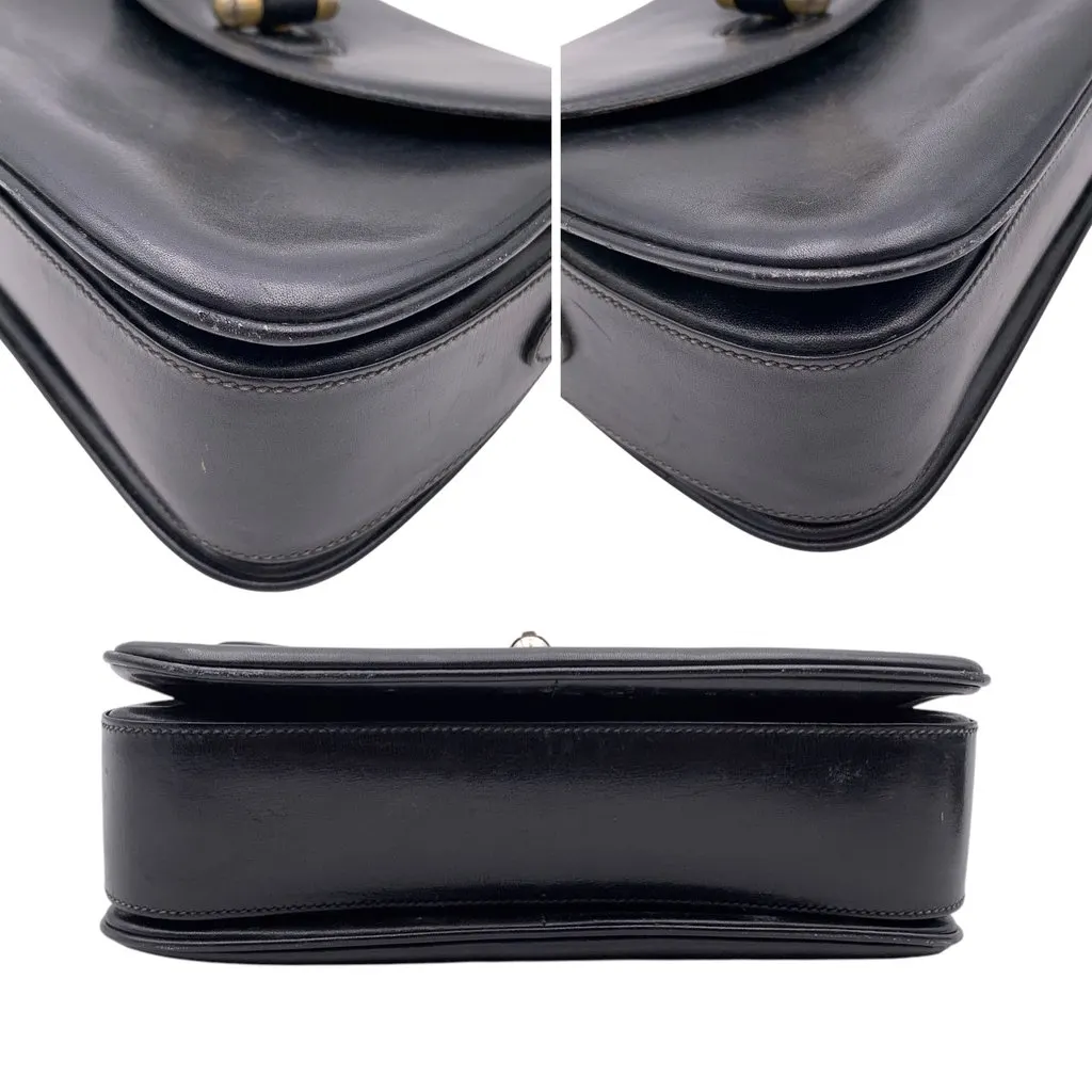 Gucci Shoulder Bag Vintage Box Black Leather Good - Model View