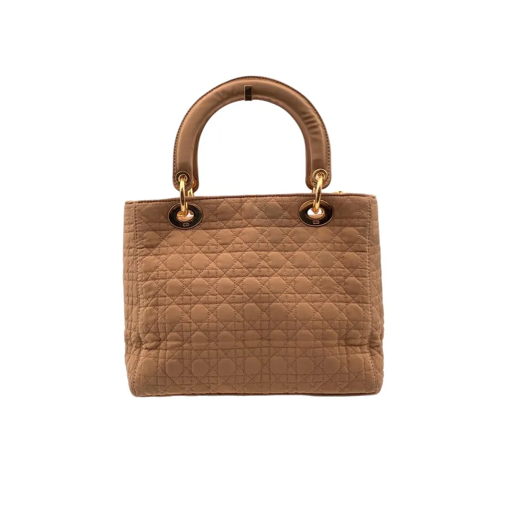 Dior Handbag Vintage Lady Dior Beige Canvas Good - Inside View