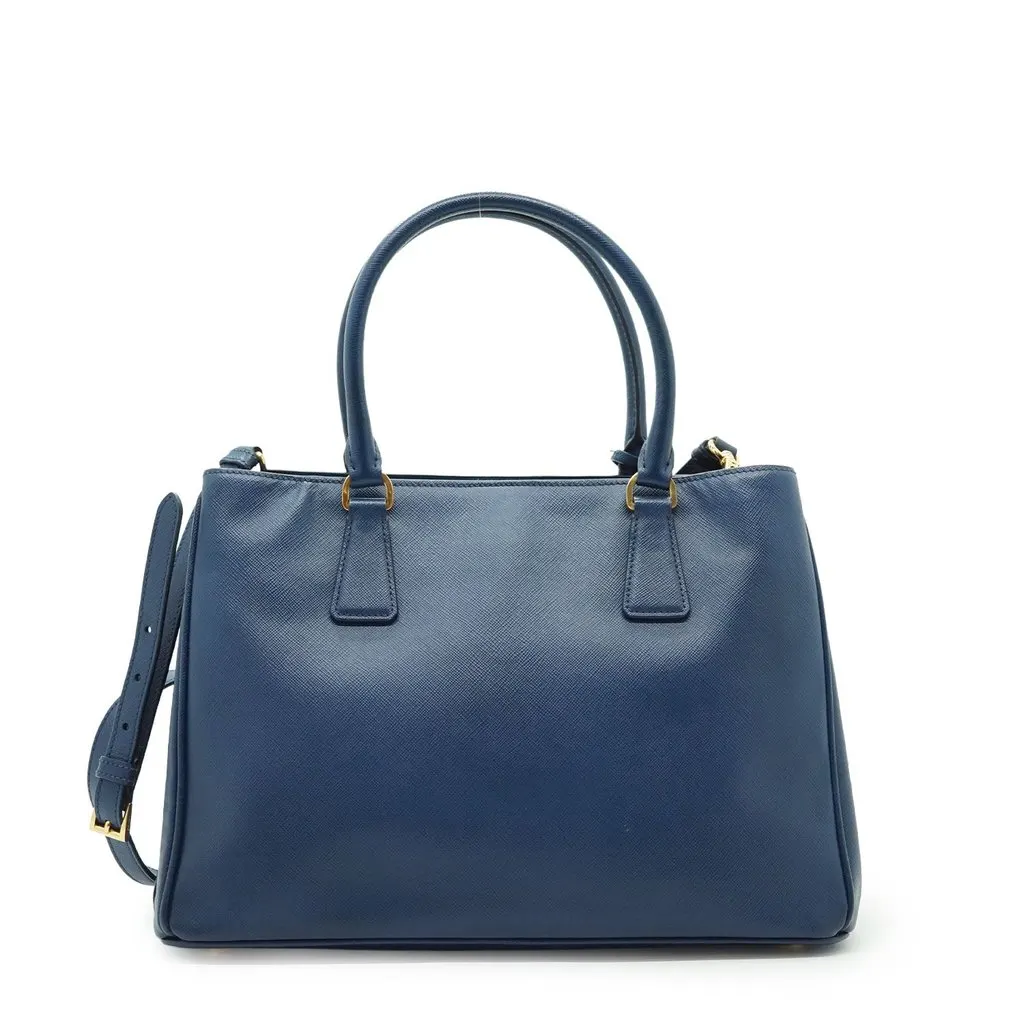Prada Handbag Galleria Blue Leather Good - Back View