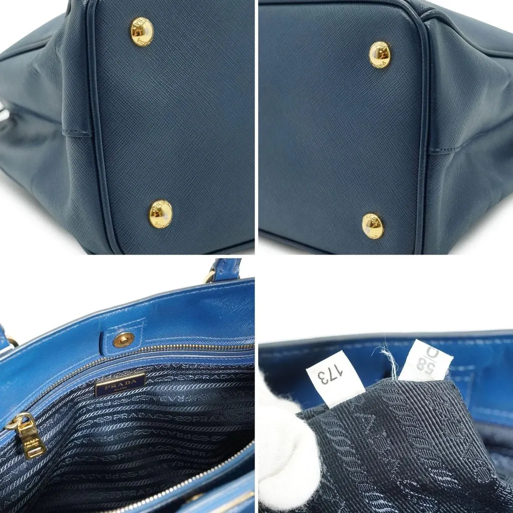 Prada Handbag Galleria Blue Leather Good - Model View