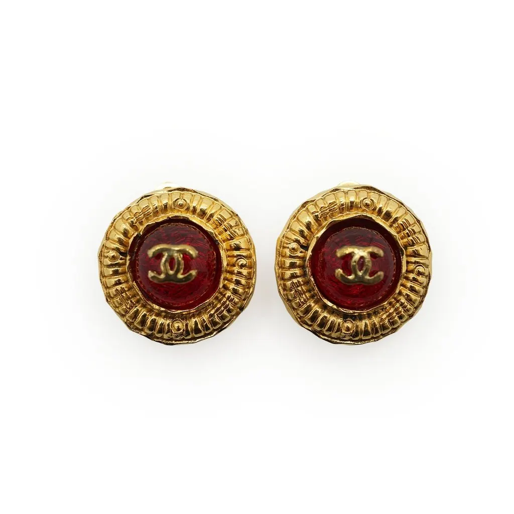 Chanel Earrings Red Good - Back View