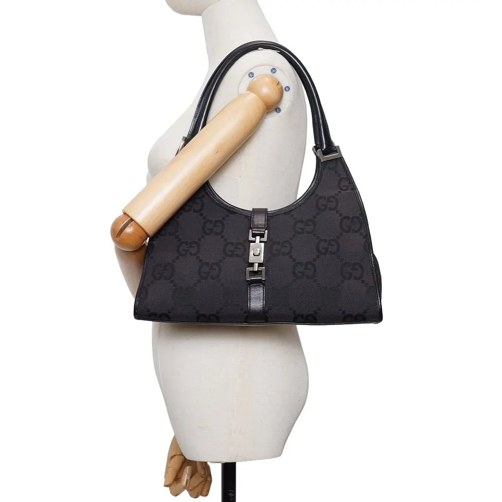 Gucci Hobos Vintage Jackie Black Canvas Good - Back View