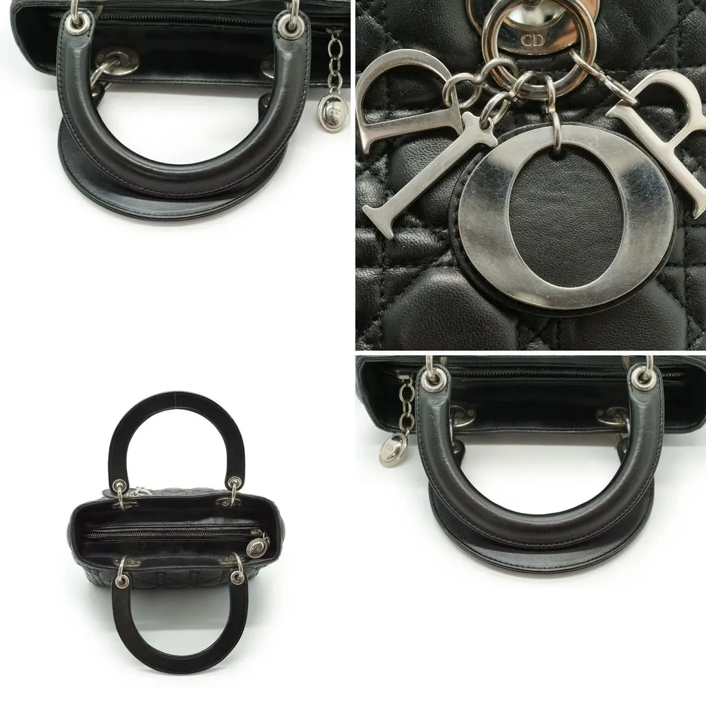 Dior Handbag Lady Dior Black Leather Good - Box View