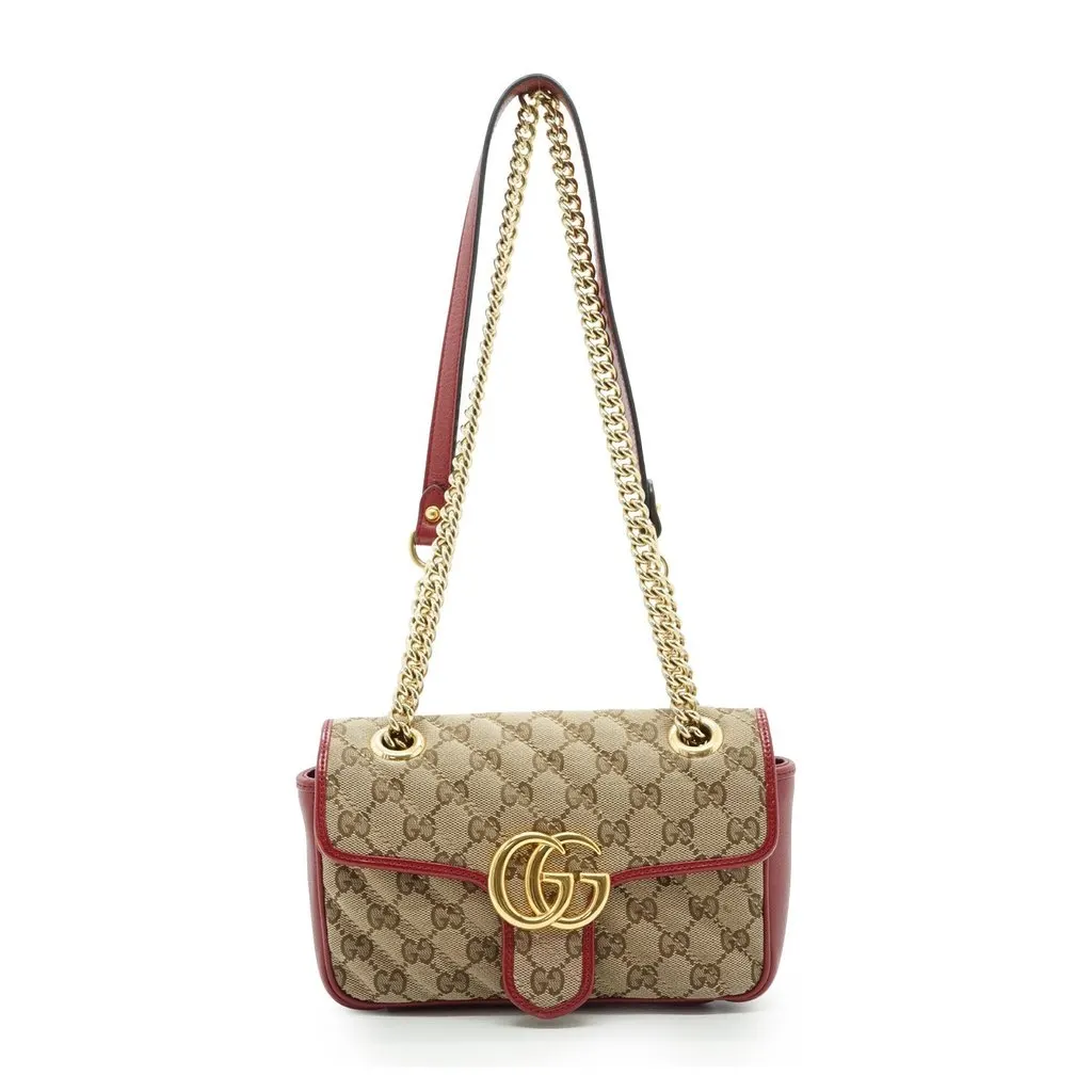 Gucci Shoulder Bag GG Marmont Beige Canvas Good - Back View