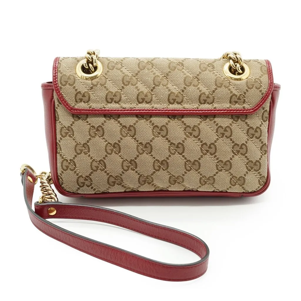 Gucci Shoulder Bag GG Marmont Beige Canvas Good - Inside View
