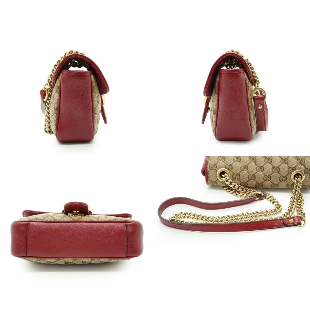 Gucci Shoulder Bag GG Marmont Beige Canvas Good - Model View