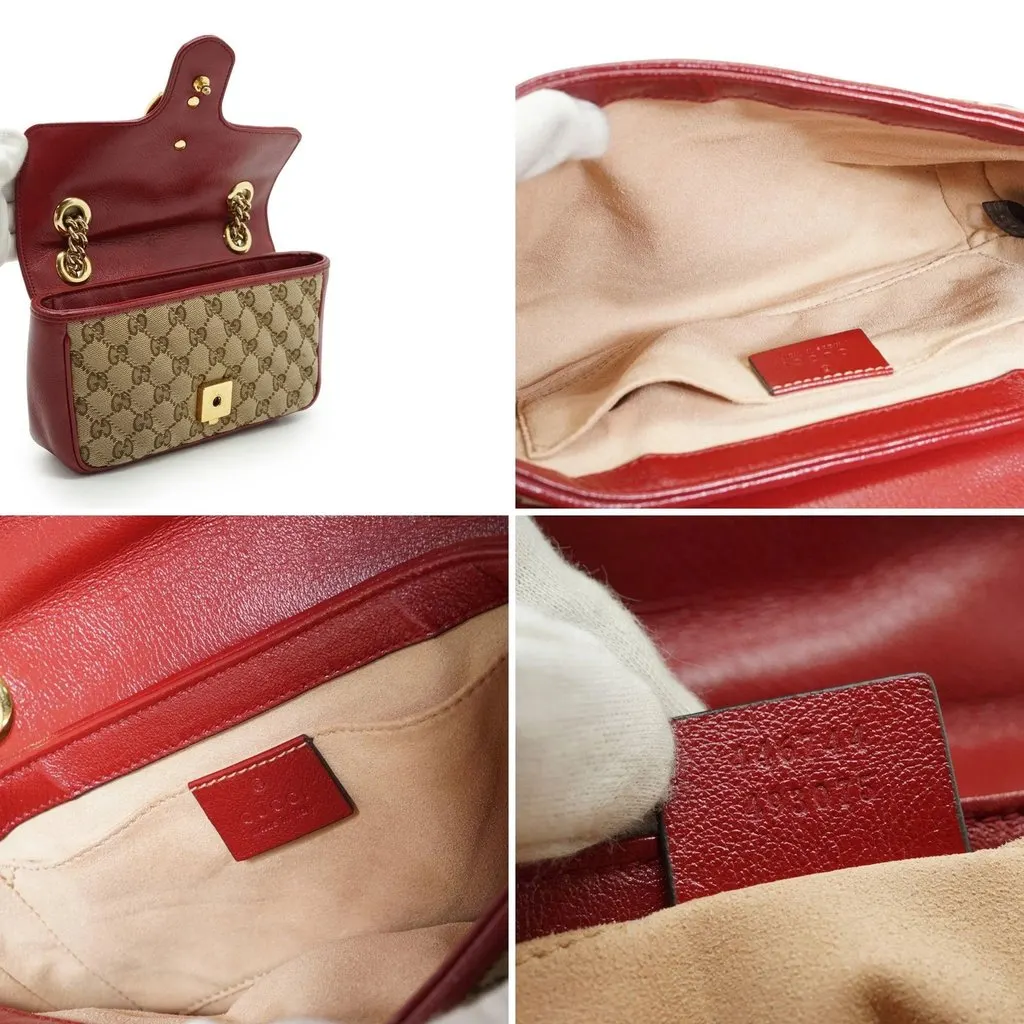 Gucci Shoulder Bag GG Marmont Beige Canvas Good - Box View