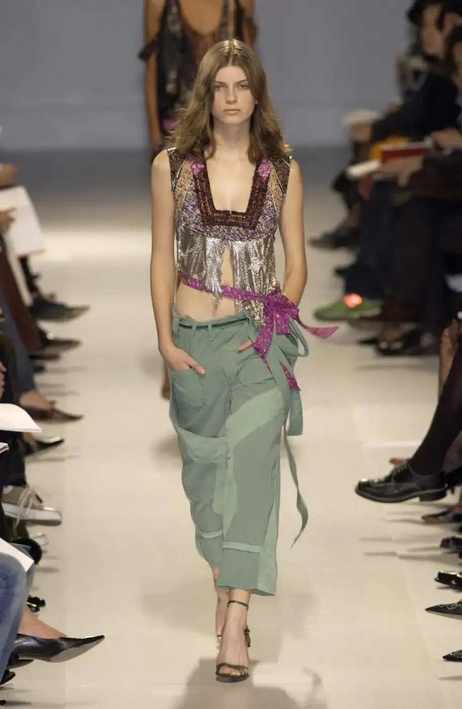 Balenciaga by Nicolas Ghesquière S/S 2002 Runway Patchwork Cargo Pants - '00s MultiColor Cotton Good - Back View